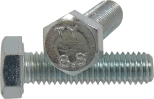 Vis à tête hexagonale filetage total class 8.8 zingué blanc M8x40mm DIN 933 - boîte de 200 pcs