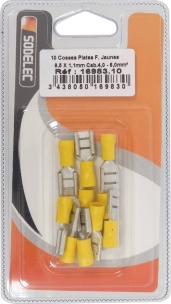 Cosse plate femelle isolée jaune 9,5X1,1mm - lot de 10 pcs