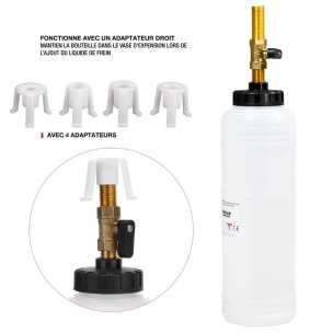 Vidangeur de circuit de frein pneumatique 1L avec bouteille de remplissage Vidangeur de circuit de frein pneumatique 1L avec bouteille de remplissage