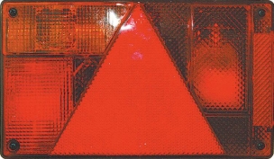 Feu arrière rectangle gauche 12V 6 fonctions 235x135mm