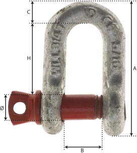 Manille droite avec axe vissé à œil 19mm 3,25T grade 80