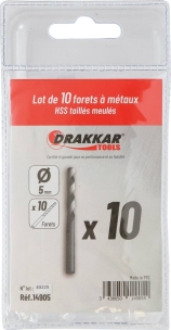 Foret à métaux HSS 5mm - lot de 10 pcs