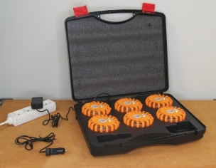 Balise LED magnétique rechargeable - lot de 4 mallettes de 6 pcs