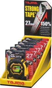 Mètre mesure à ruban autoblocant 5m 27mm graduation recto/verso magnétique - présentoir de 6 blisters