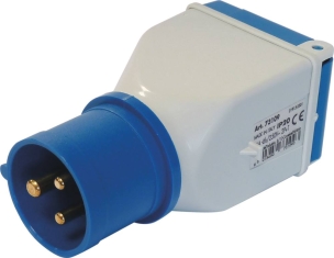 Adaptateur compact fiche mâle CE17 avec prise femelle avec clapet 2P+T 230V