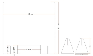 Barrière de protection plexiglass transparent larg.900mm haut.900mm 5mm