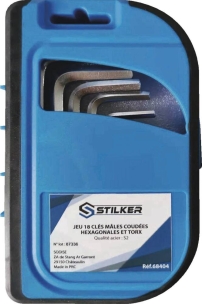 Clés mâles coudées courtes hexagonales de 1,5 à 10mm et Torx® de T10 à T50 - boîte PVC de 18 pcs