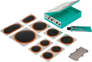 Réparation pour chambre à air VL/VU - blister de 10 rustines avec colle et râpe