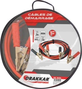 Câbles de démarrage en cuivre 25mm² 2x3m 650A pinces en laiton