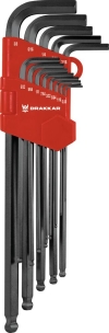 Clés mâles coudées hexagonales extra longues en pouce de 0,05 à 3/8" - étui pivotant de 13 pcs