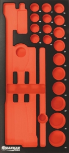 Module mousse 395x178mm métal vide pour douilles/cliquet 1/2" Module mousse 395x178mm métal vide pour douilles/cliquet 1/2"