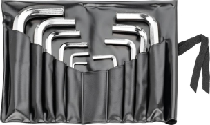 Clés mâles coudées courtes hexagonales de 2 à 12mm - pochette PVC de 10 pcs