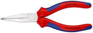 Pince à becs longs avec becs plats 160mm - Bi-matière - Chromée - Très robuste