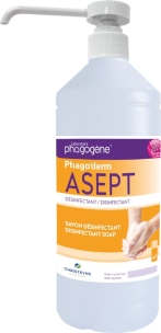 Savon désinfectant - lot de 12 flacons 1L avec pompe