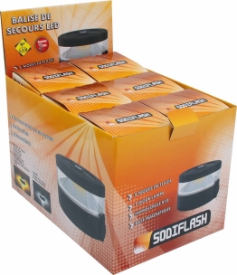Présentoir de 12 balises de secours LED 2 en 1 rechargeables