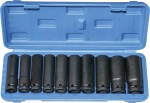 Douilles à chocs 1/2" longues de 10 à 24mm - coffret PVC de 10 pcs
