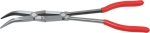 Pince coudée 340mm demi-ronde double articulation gainée