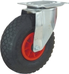 Roulette zinguée pivotante roue gonflable 260mm 150kg