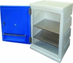 Armoire de sécurité 100% PEHD avec étagères inox pour petits contenants corrosifs