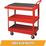 Servante d'atelier métallique 3 plateaux et 1 tiroir 935x395x956mm
