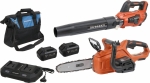 Pack souffleur-tronçonneuse-2 batteries 4Ah-chargeur double-sac de transport