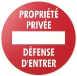 Panneau propriété privée/défense d'entrer rigide 290mm