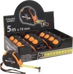 Mètre/mesure à ruban autoblocant 5x19mm magnétique boîtier bi-matière - présentoir de 12 pcs Mètre/mesure à ruban autoblocant 5x19mm magnétique boîtier bi-matière - présentoir de 12 pcs