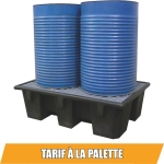 Bac de rétention 240L PE avec caillebotis acier pour 2 fûts - format palette