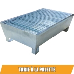 Bac de rétention 220L avec caillebotis 100% acier pour 2 fûts - format emboîtable compact