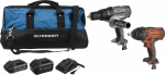 Pack 20V perceuse 50Nm/clé à choc/2 batteries Li-ion 4Ah et 2Ah - sac de transport
