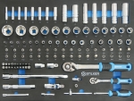 Module mousse 527x387mm douilles/cliquets 1/2" - 1/4" - 110 pcs