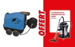 Nettoyeur HP eau chaude 380V 15 l/min 200 bar avec enrouleur 20m et lance turbo et total stop