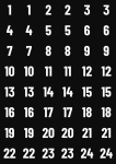 Planche de numéros 1 à 24 pour implantations