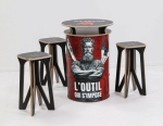 Table fût et 3 tabourets Drakkar