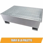 Bac de rétention 220L avec caillebotis 100% acier pour 2 fûts - format compact