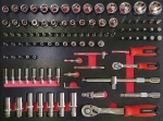 Module mousse 534x395mm métal douilles 1/4" et 1/2" - 110 pcs