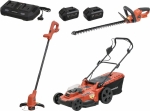 Pack 20V tondeuse, taille haie, coupe-bordure - 2 batteries Li-ion