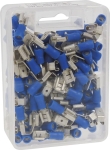 Cosse plate double (mâle et femelle) isolée bleue 6,3x0,8mm - lot de 100 pcs