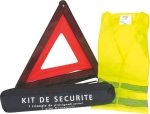 Kit de sécurité gilet jaune/triangle - trousse zippé Kit de sécurité gilet jaune/triangle - trousse zippé