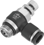 Raccord instantané polymère régleur de débit pour tuyau 6mm