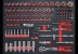 Servante d'atelier 7 tiroirs composée de 176 outils - modules finition carbone