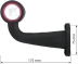 Feu de gabarit LED 12/24V côté gauche rouge/blanc déporté coudé 175mm