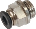 Raccord instantané métallique droit mâle cylindrique 1/4" pour tuyau rilsan 6mm - lot de 10 pcs