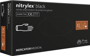 Gants jetables ambidextres nitrile 240mm 0,09mm noir T10 - Boîte de 100 pcs