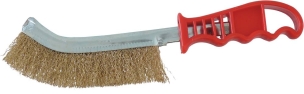 Brosse métallique convexe fil acier laitonné 250mm avec manche PVC - lot de 12 pcs