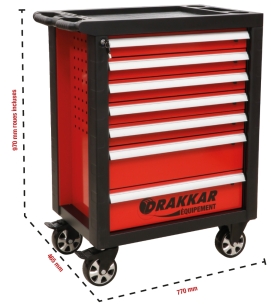 Servante d'atelier 7 tiroirs avec plan de travail en ABS 770x460x970mm