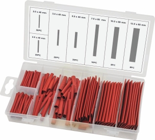 Gaine thermorétractable rouge retreint 2:1 - Présentoir de 6 coffrets de 127 pcs