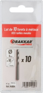 Foret à métaux HSS 4mm - lot de 10 pcs