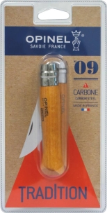 Couteau N°9 avec lame en acier carbone et bague de sécurité - blister