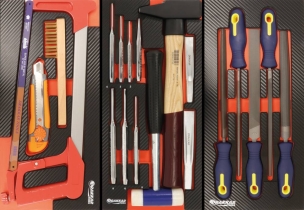 Servante d'atelier 7 tiroirs composée de 248 outils - modules finition carbone